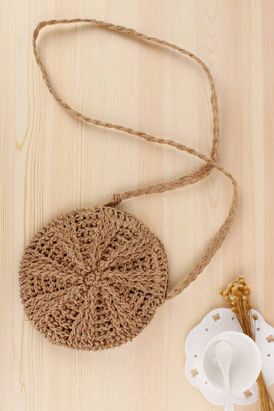 Straw Crochet Round Crossbody Bag