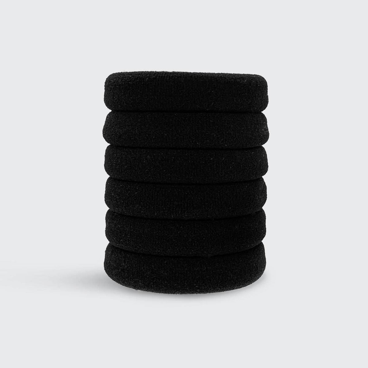 KITSCH Recycled Nylon Thick Hair Elastics 6pc Set- Black