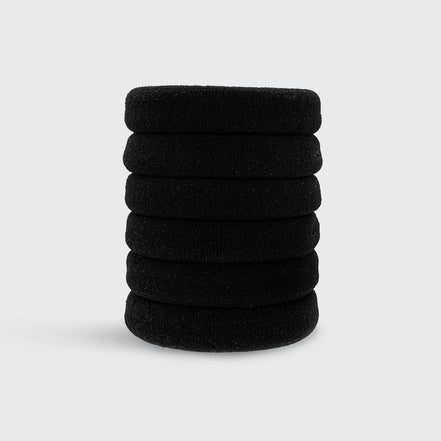 KITSCH Recycled Nylon Thick Hair Elastics 6pc Set- Black