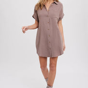 BLUIVY BUTTON UP SHIRT DRESS WITH POCKET