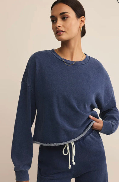 ZSUPPLY CIRCUIT KNIT DENIM SWEATSHIRT