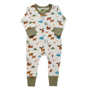 BABY Organic Signature Print '2-Way' Zip Romper - Long Sleeve