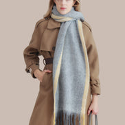 JC021030 Long Fringe Cozy Fuzzy Two-Tone Ombre Scarf