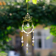 Crystolver Lotus Moon Suncatcher Crystal Prism Hanging