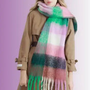 JC SUNNY FASHION Oversized Colorful Cozy Long Fringe Fuzzy Scarf