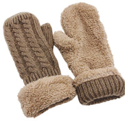 JC SUNNY Reversible Twisted & Sherpa Fleece Mittens