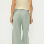 DAZE Wide Leg Drawstring Beach Jeans-Sage Green