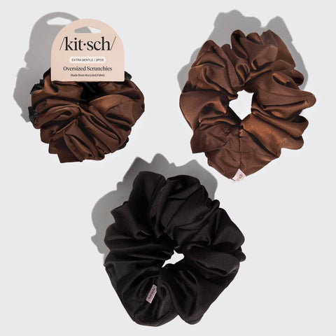 KITSCH Black & Chocolate Oversized Scrunchies