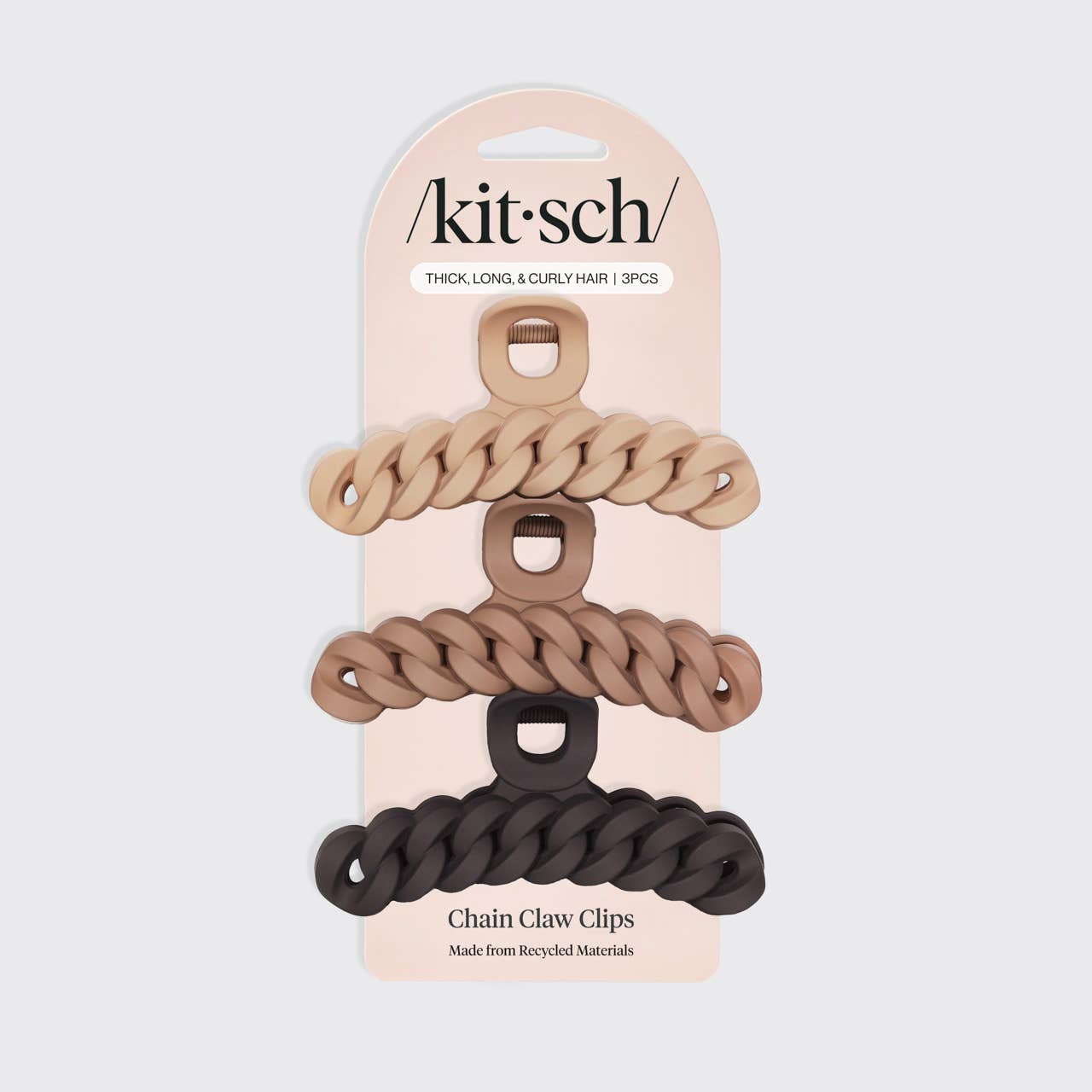 KITSCH Eco-friendly Chain Claw Clip 3pc Set - Neutral