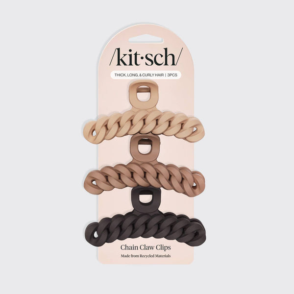KITSCH Eco-friendly Chain Claw Clip 3pc Set - Neutral