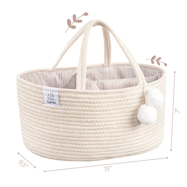 FEPHAS Rope Diaper Caddy/ Beige