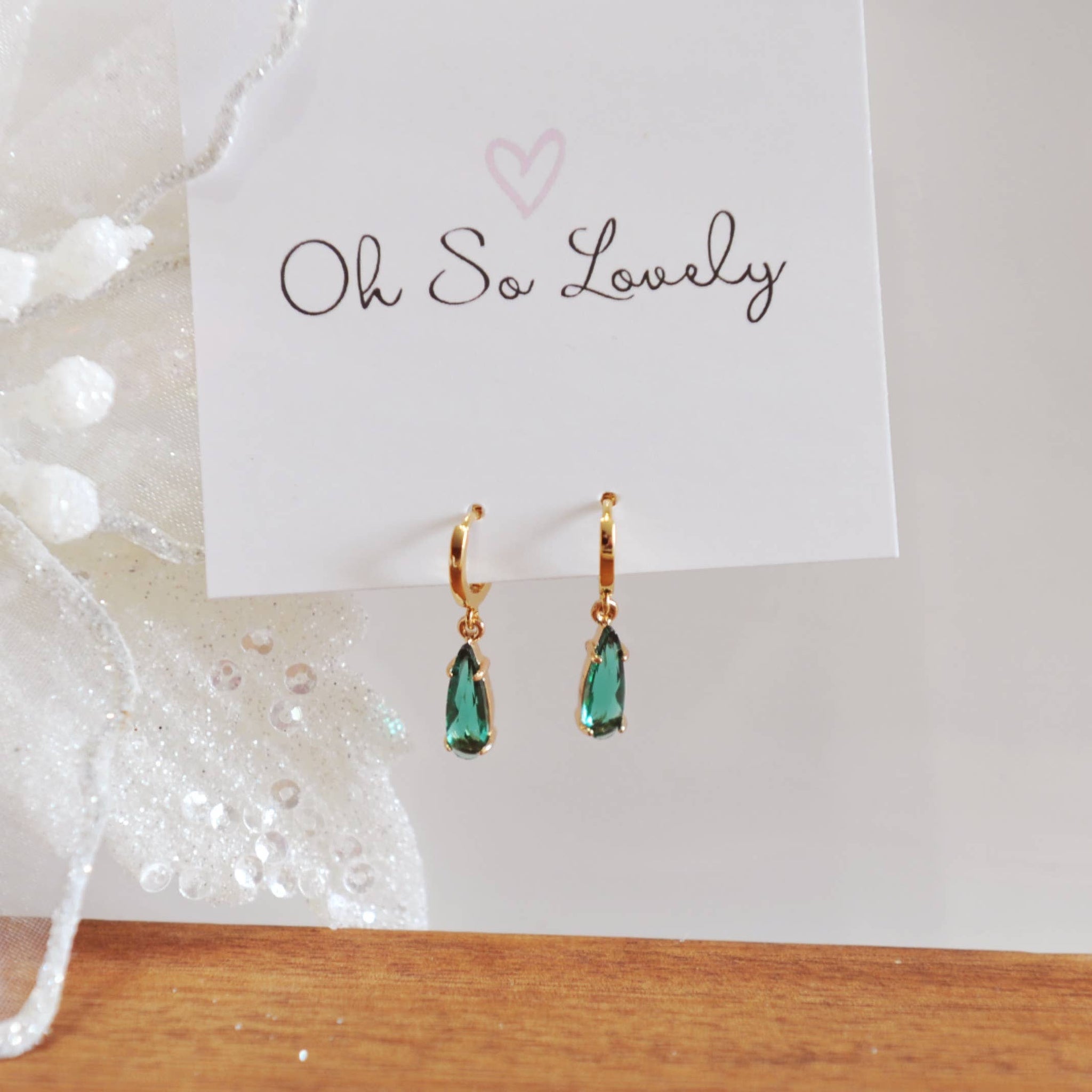 Oh So Lovely SCARLET Emerald Drop Huggies