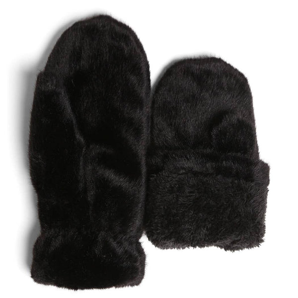 FASHION CITY Solid Faux Fur Cuffed Mittens