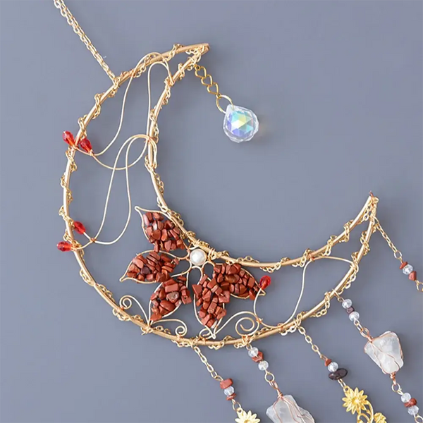 Crystolver Red Agate Blooming Flower Wired Sun Catcher