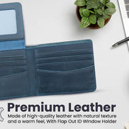 Genuine Leather Wallet for Men with Flap out ID Window