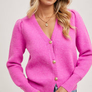 BLUIVY BUTTON DOWN V-NECK CARDIGAN