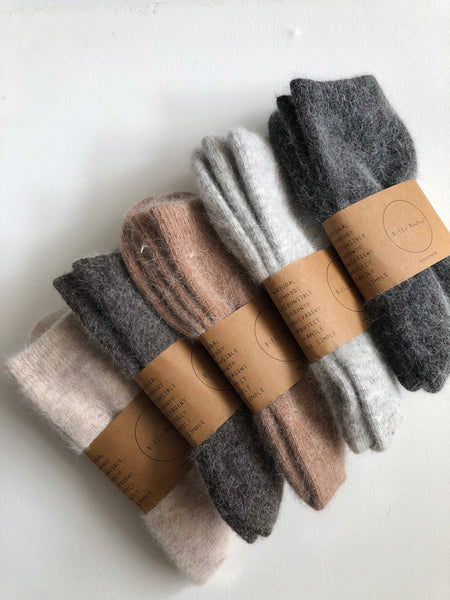 BILLY BAMBOO FLUFFY ANGORA SOCKS - NEUTRAL