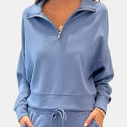 RD STYLE MAILYN KNIT LS 1/2 ZIP MOCK NECK TOP
