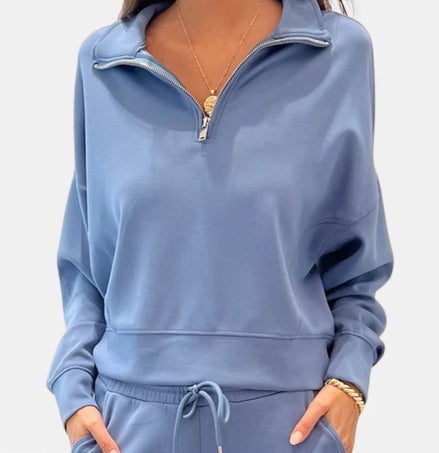 RD STYLE MAILYN KNIT LS 1/2 ZIP MOCK NECK TOP