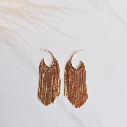 Oh So Lovely POPPY, Gold Tassel Earrings, Glam, Party Earrings