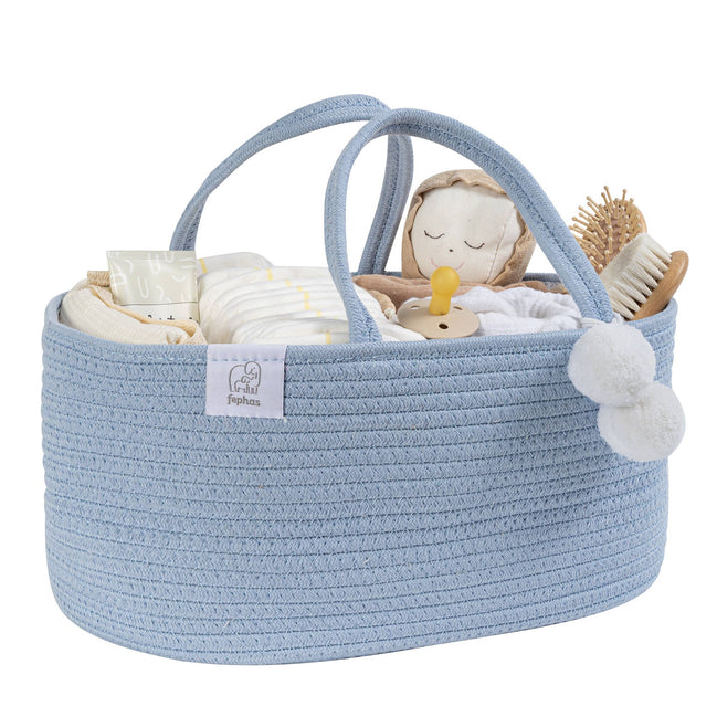 FEPHAS Rope Diaper Caddy | Misty Blue