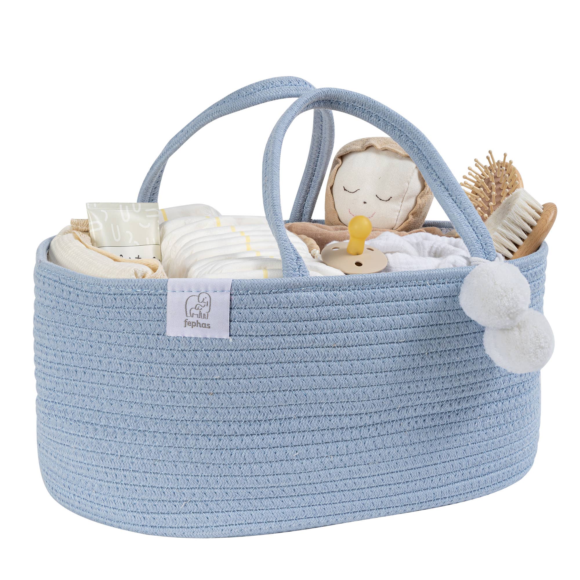 FEPHAS Rope Diaper Caddy | Misty Blue