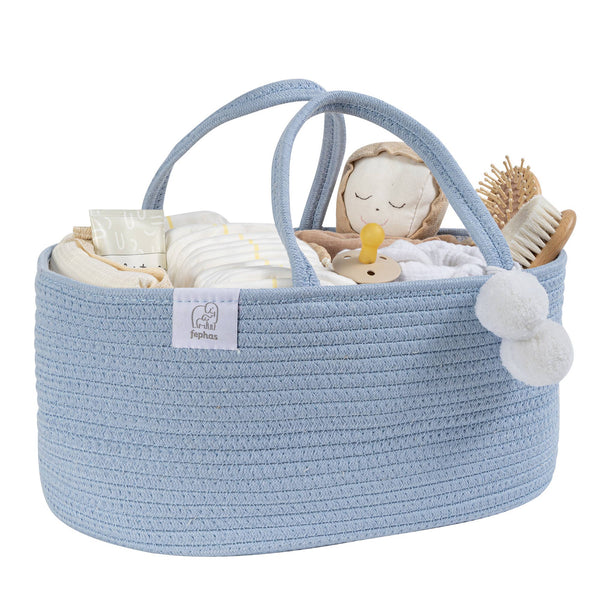FEPHAS Rope Diaper Caddy | Misty Blue
