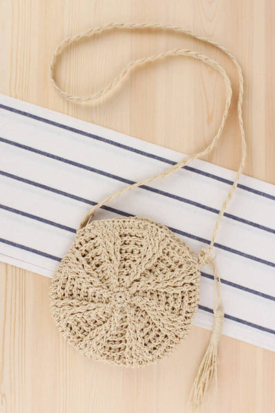 Straw Crochet Round Crossbody Bag