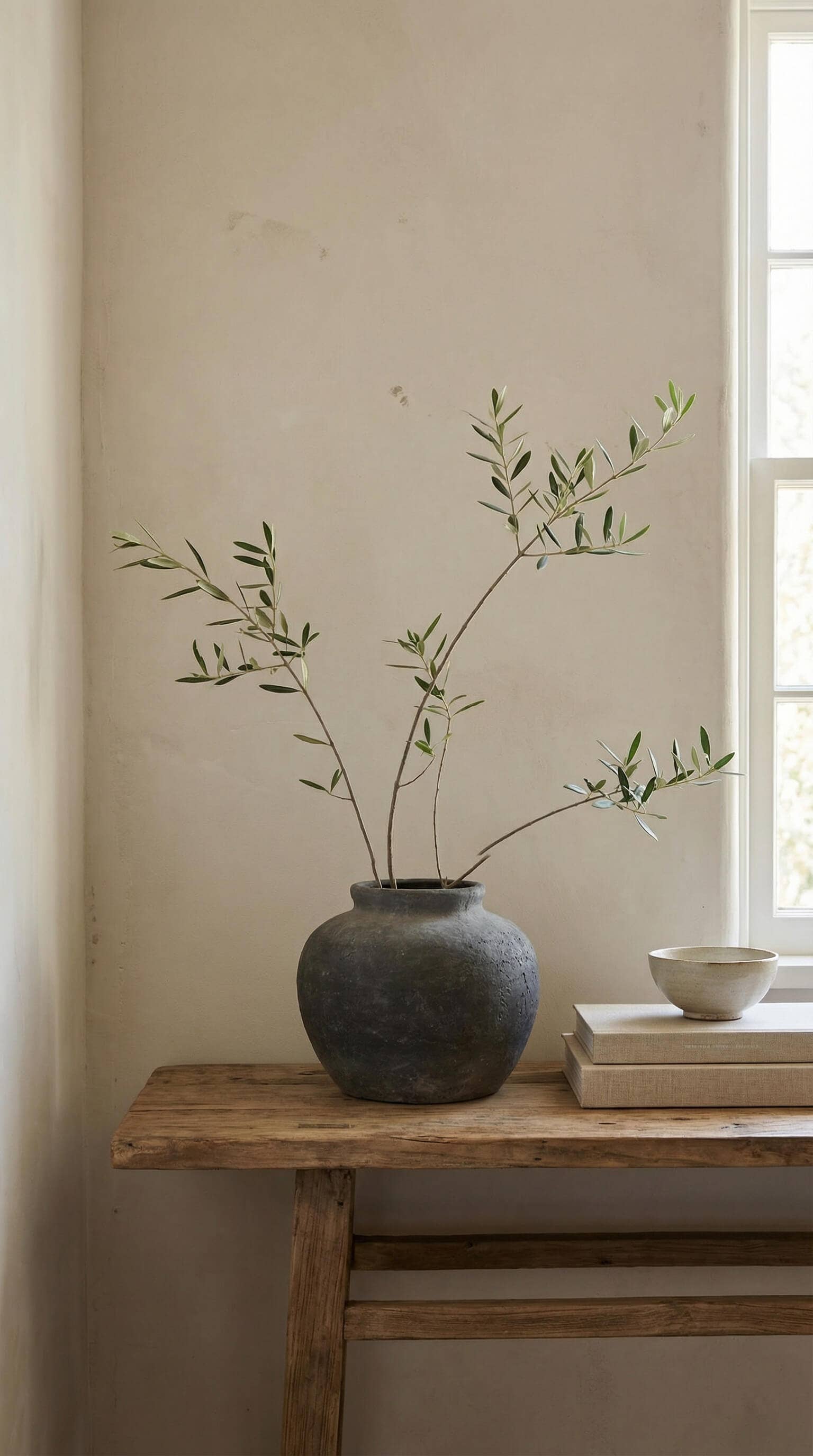 Terracotta Vase, Rounded Charcoal Form - Elna