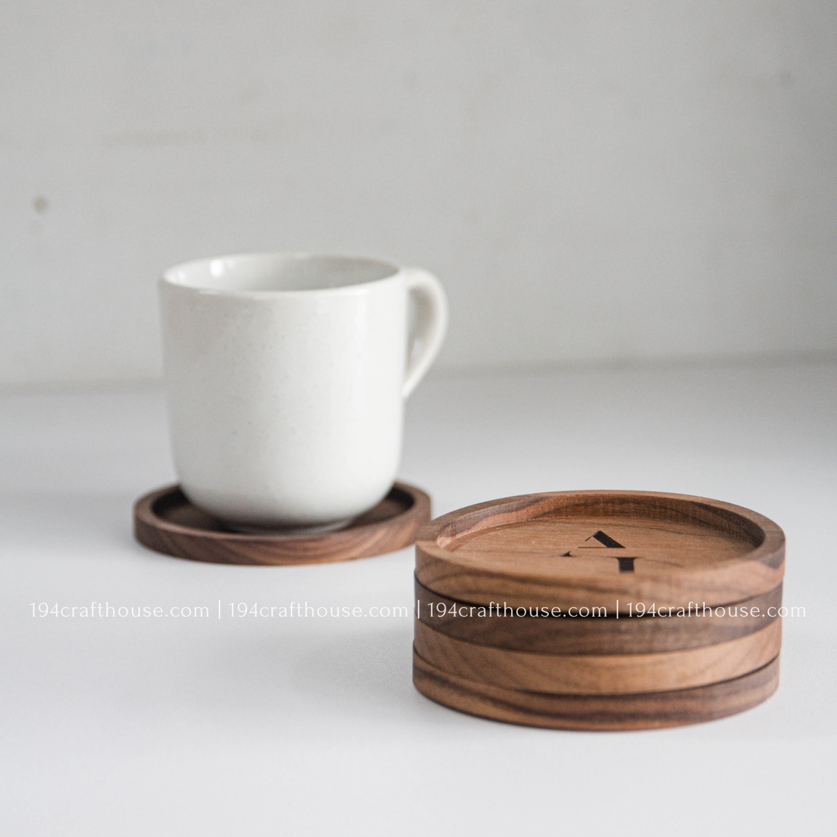 Custom ELORA Engraved Round Wood Coaster - Home Decor & Gifts-2PC