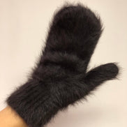 BILLY BAMBOO FLUFFY ANGORA MITTENS - neutral