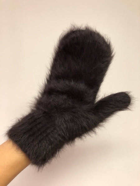 BILLY BAMBOO FLUFFY ANGORA MITTENS - neutral