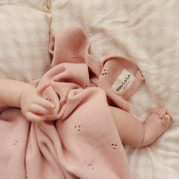 Bleu La La 100% Organic Cotton Pointelle Swaddle Receiving Baby Blanket