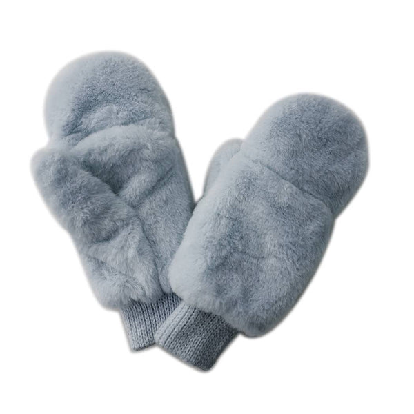 FASHION CITY Solid Faux Fur Mittens