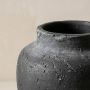 Terracotta Vase, Tall Rounded Charcoal Form - Anera