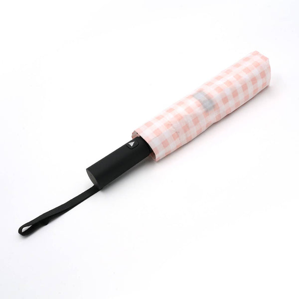 Pink Gingham Auto Open Compact Umbrella