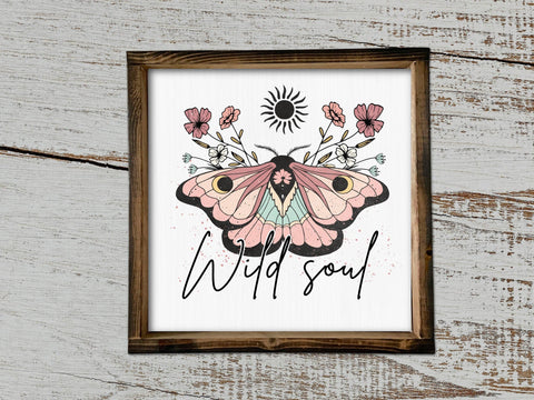 13" Framed  Vintage Soul Sign  Floral Sign Vintage Graphic S