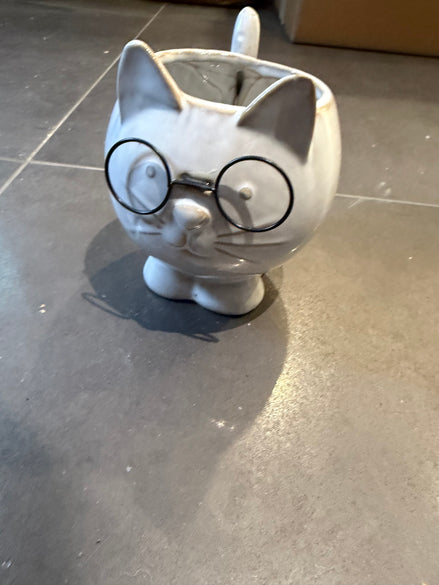 Ceramic Cat with Glasses