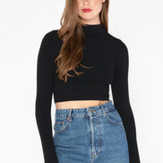 C'EST MOI BAMBOO LS CROP MOCK NECK TOP