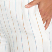 LIVERPOOL PULL ON WIDE LEG WOVEN PANT-CREAM WITH BLUE STRIPE