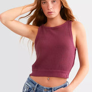 FREE PEOPLE WAFFLE KNIT VEST TANK TOP