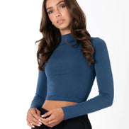 C'EST MOI BAMBOO LS CROP MOCK NECK TOP