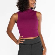 C'EST MOI BAMBOO RIB MOCK NECK SHORT SLEEVE