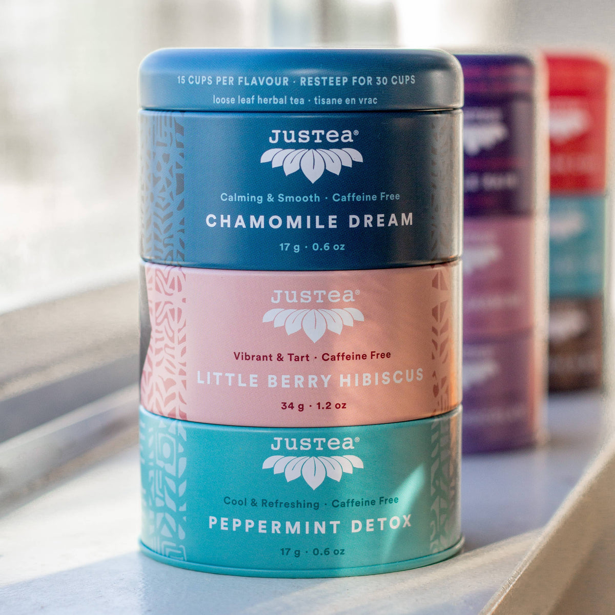 JUST TEA Herbal Tea Trio Tin & Spoon - Organic, Fair-Trade Tea Gift