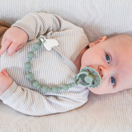 Baby Bliss Pacifier Clip - Sage & Dusty Teal