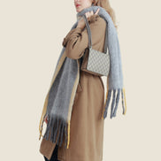 JC021030 Long Fringe Cozy Fuzzy Two-Tone Ombre Scarf