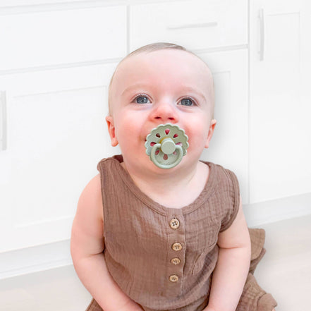 Baby bliss Natural Latex Pacifiers - Size 1 (0-6M) Sage & Dusty Blue