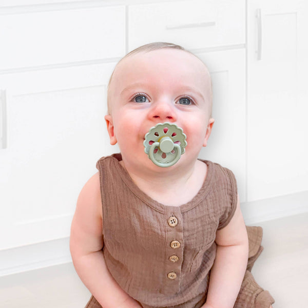 Baby bliss Natural Latex Pacifiers - Size 1 (0-6M) Sage & Dusty Blue