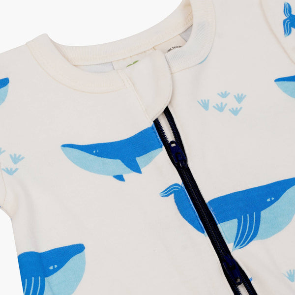 BABY Organic Signature Print '2-Way' Zip Romper - Short Sleeve