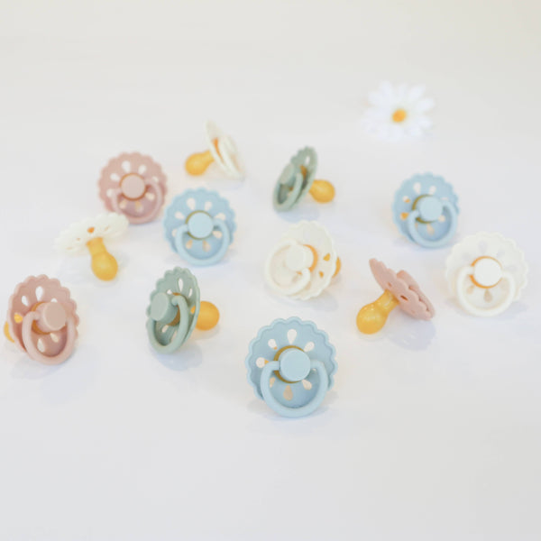 Baby bliss Natural Latex Pacifiers - Size 1 (0-6M) Sage & Dusty Blue